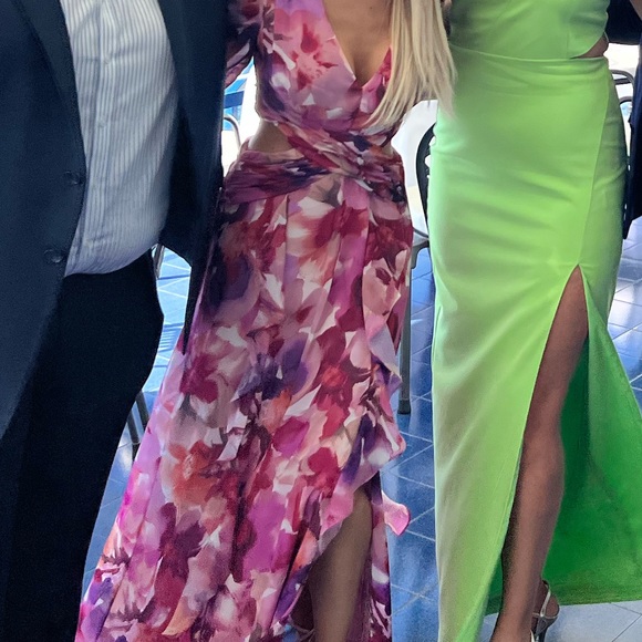 AQUA Printed Long Sleeve Gown - Picture 2 of 5